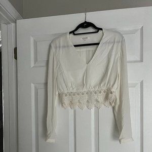 White Long Sleeved Crop Top